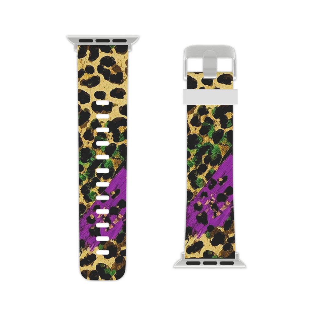 Mardi Gras Apple Watch Band — Bold Purple & Green Animal Print Strap