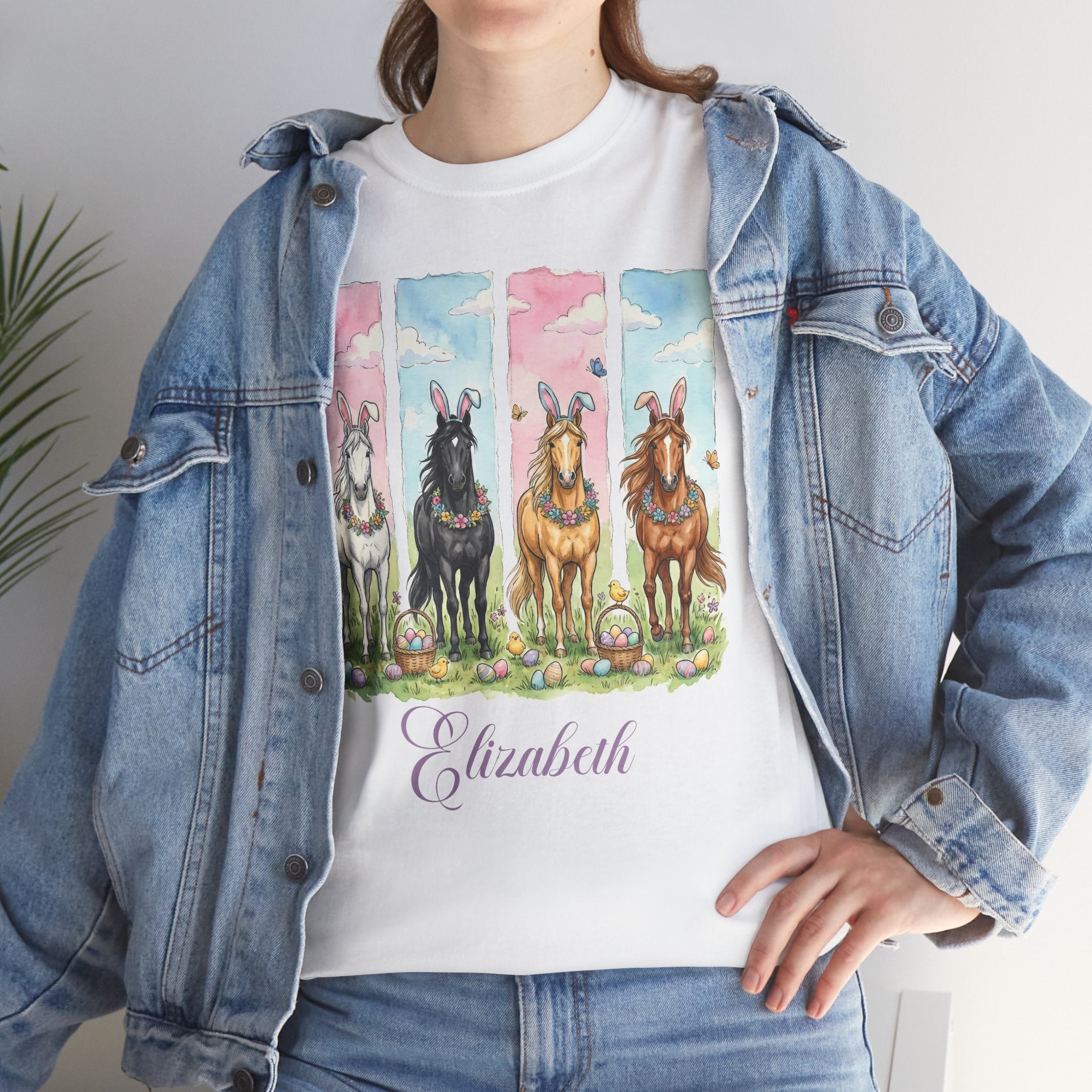 Easter Horse Watercolor Portrait Tee — Personalized Design
