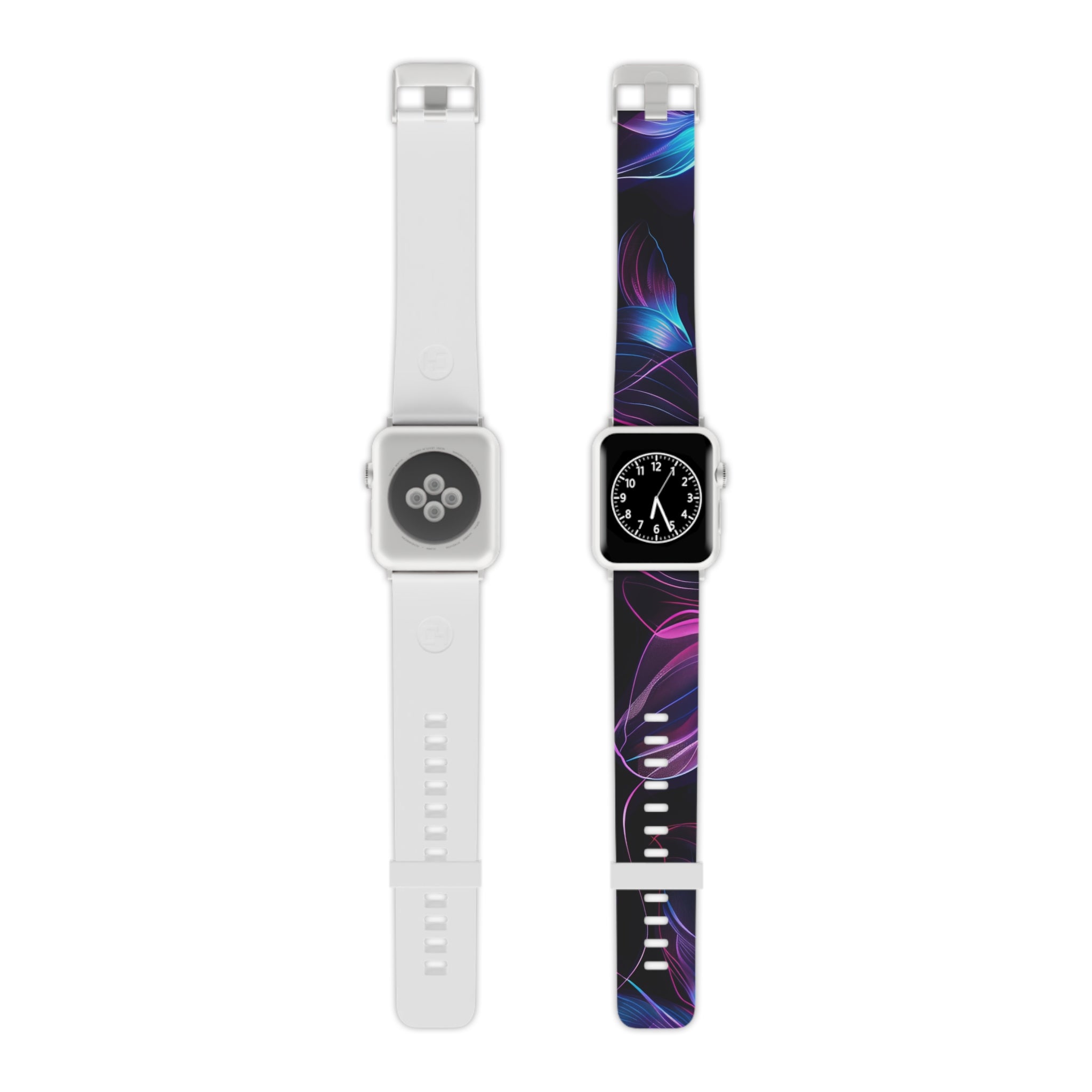 Galaxy Petal Apple Watch Band — Purple Blue Floral Silicone Strap