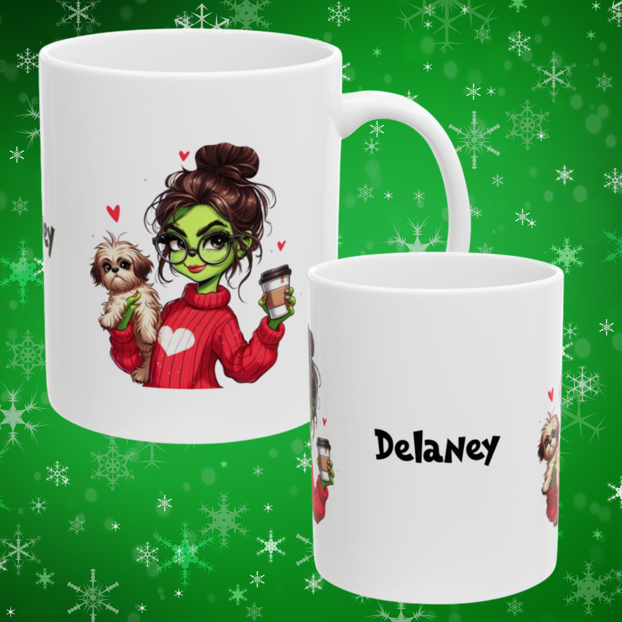 Personalized Grinch Girl Ceramic Mug