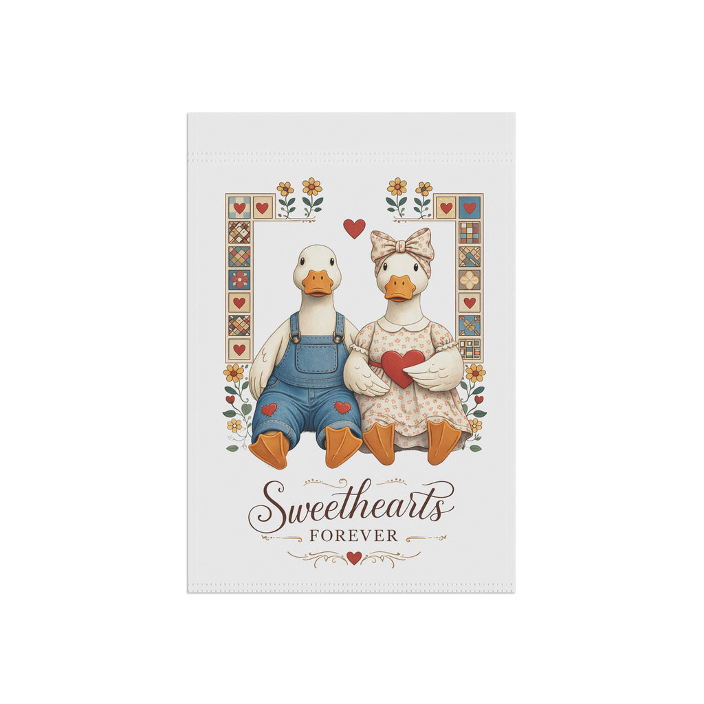 Garden Flag - "Sweethearts Forever" Duck Couple Decorative Banner