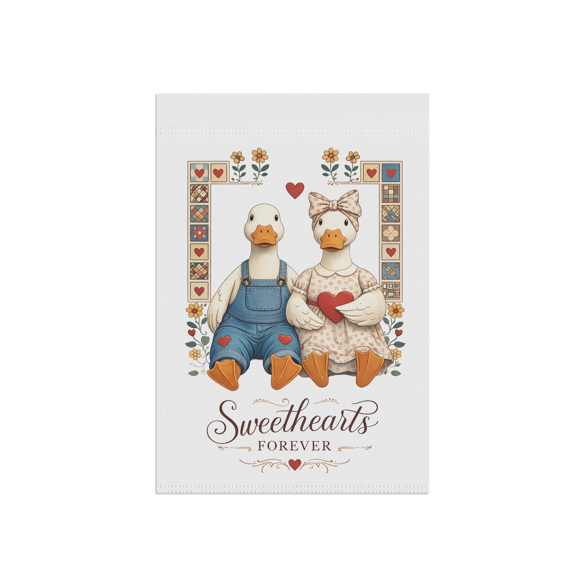 Garden Flag - "Sweethearts Forever" Duck Couple Decorative Banner