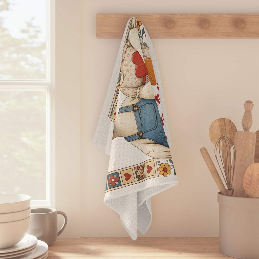 Cute Farmhouse Duck Couple Personalized Tea Towel