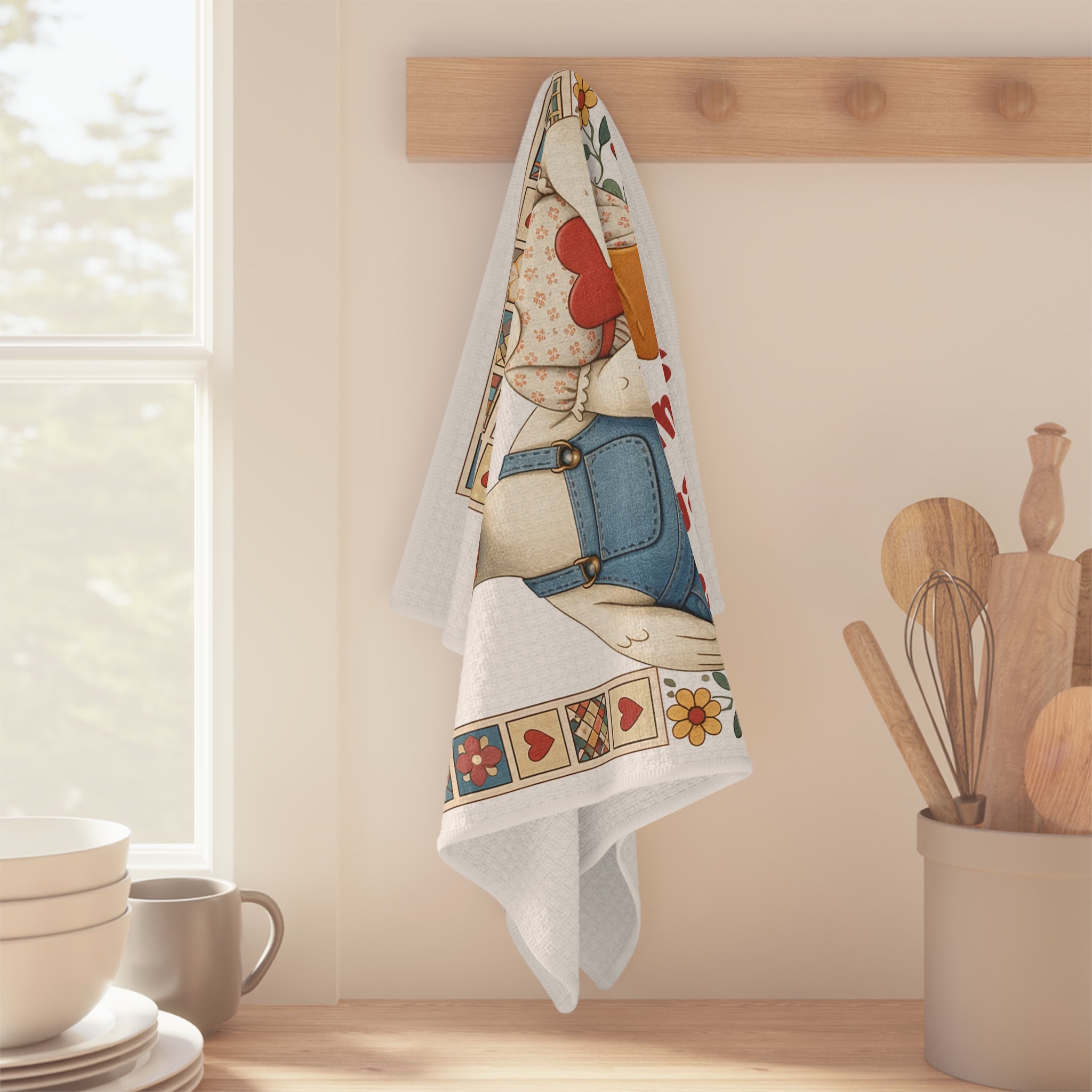 Cute Farmhouse Duck Couple Personalized Tea Towel