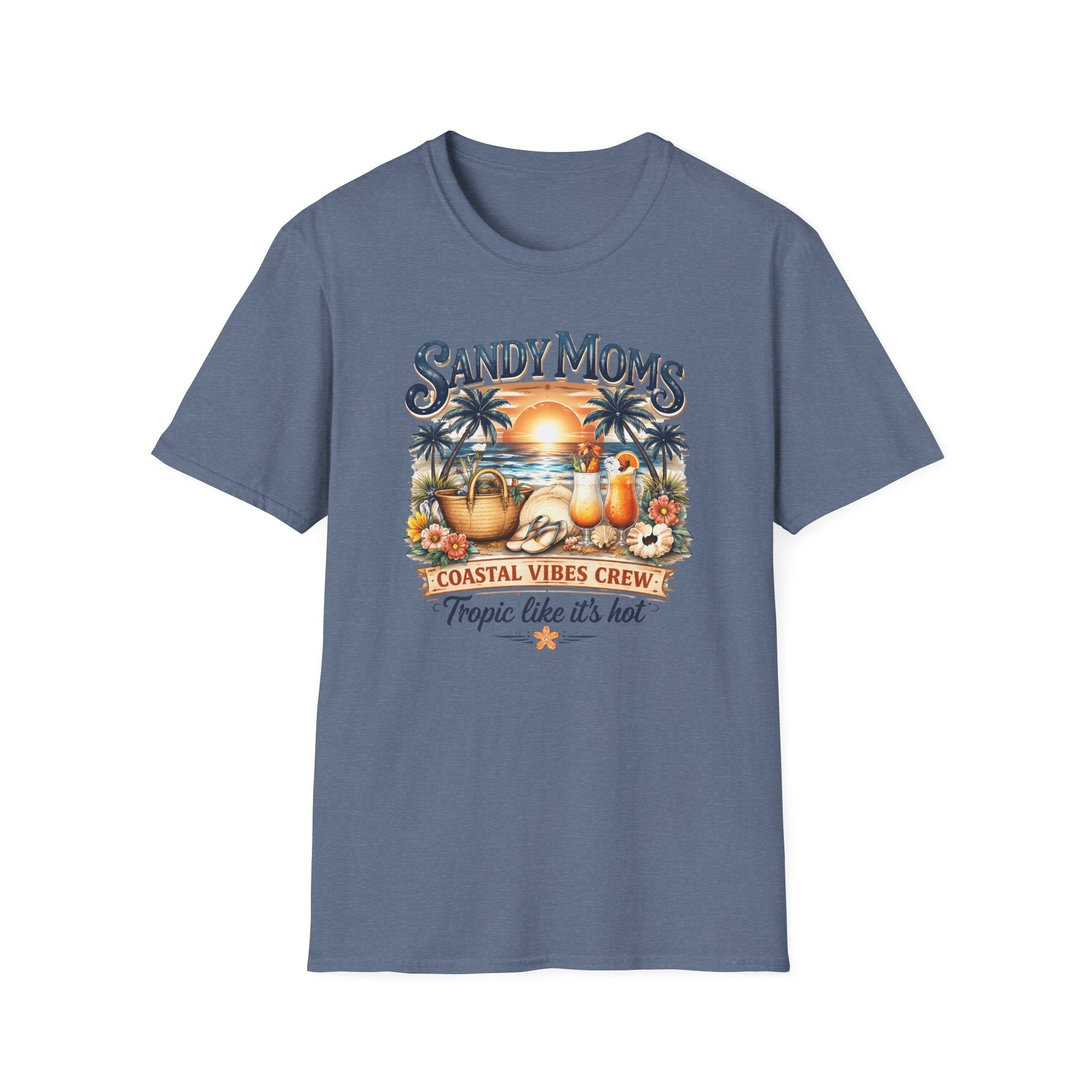 Sandy Moms Coastal Vibes T-Shirt — "Tropic Like It’s Hot" Beach Tee