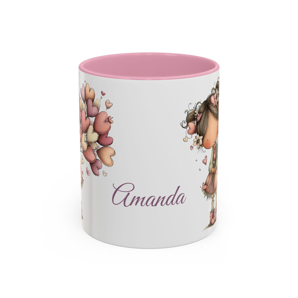 Personalized Heart Girl Mug — Cute Name Coffee Cup (11oz/15oz)