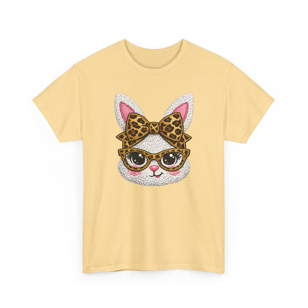 Sassy Easter Bunny Leopard Bow & Glasses T-Shirt
