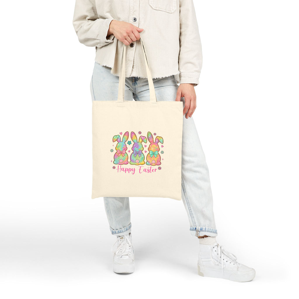 Easter Bunny Canvas Tote — "Oh For Peeps Sake" & Happy Easter Reusable Bag