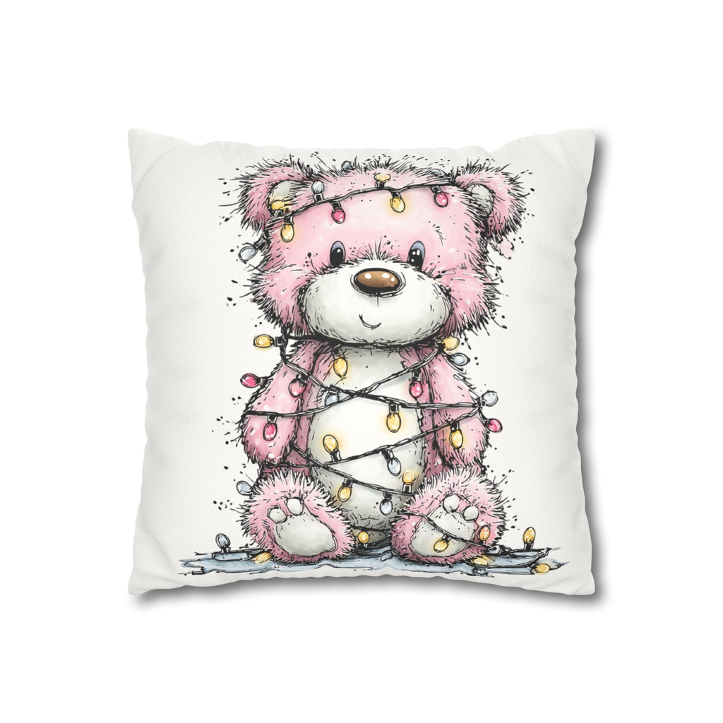 Christmas Bear Faux Suede Pillowcase