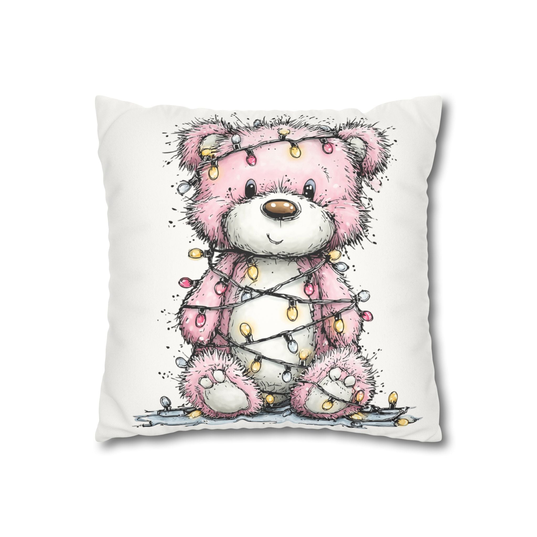 Christmas Bear Faux Suede Pillowcase