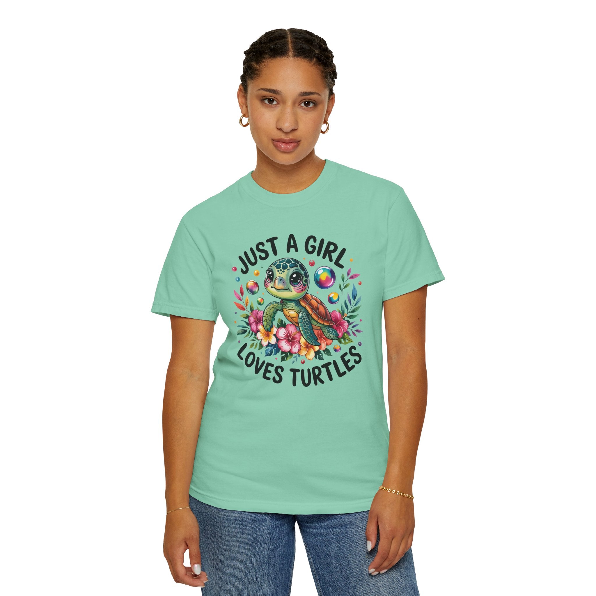 Just a Girl Loves Turtles Graphic T-Shirt — Cute Sea Turtle Tee