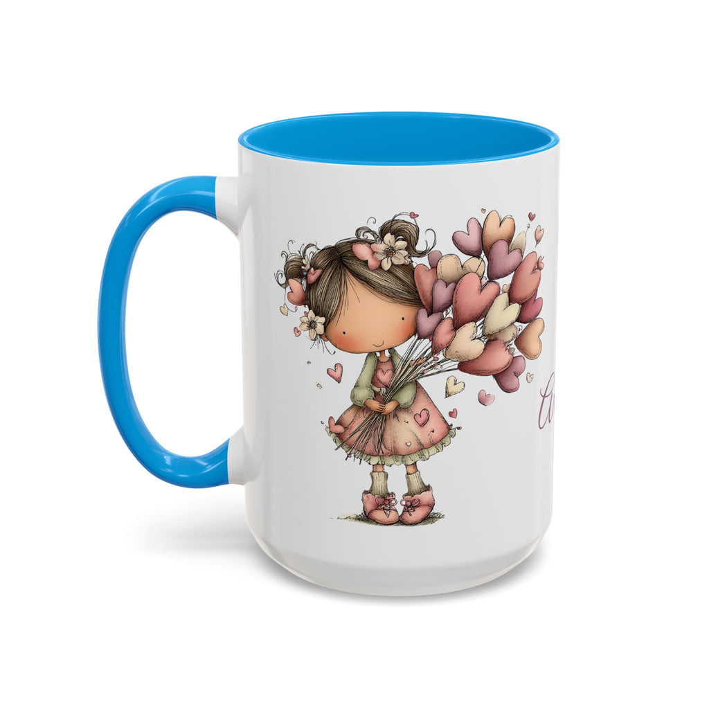Personalized Heart Girl Mug — Cute Name Coffee Cup (11oz/15oz)