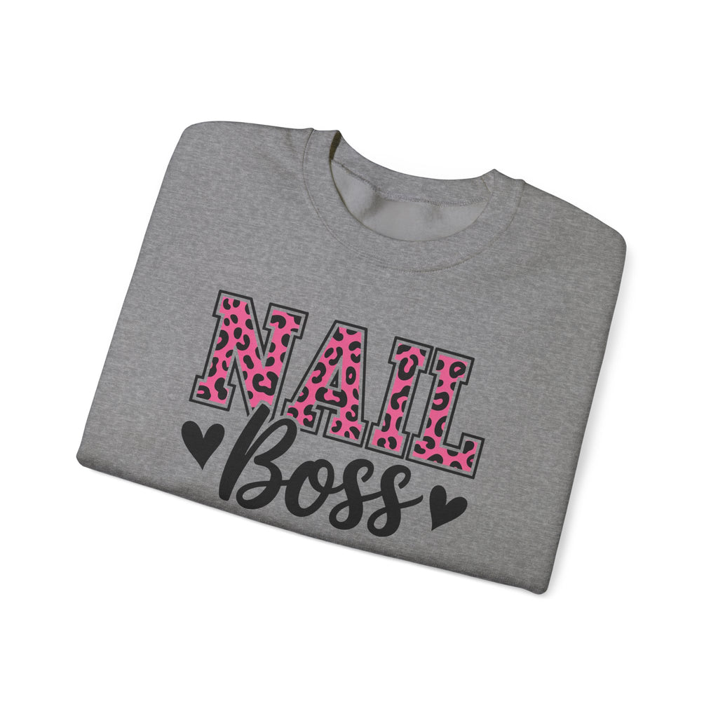 Nail Boss Crewneck Sweatshirt — Leopard Print Nail Tech