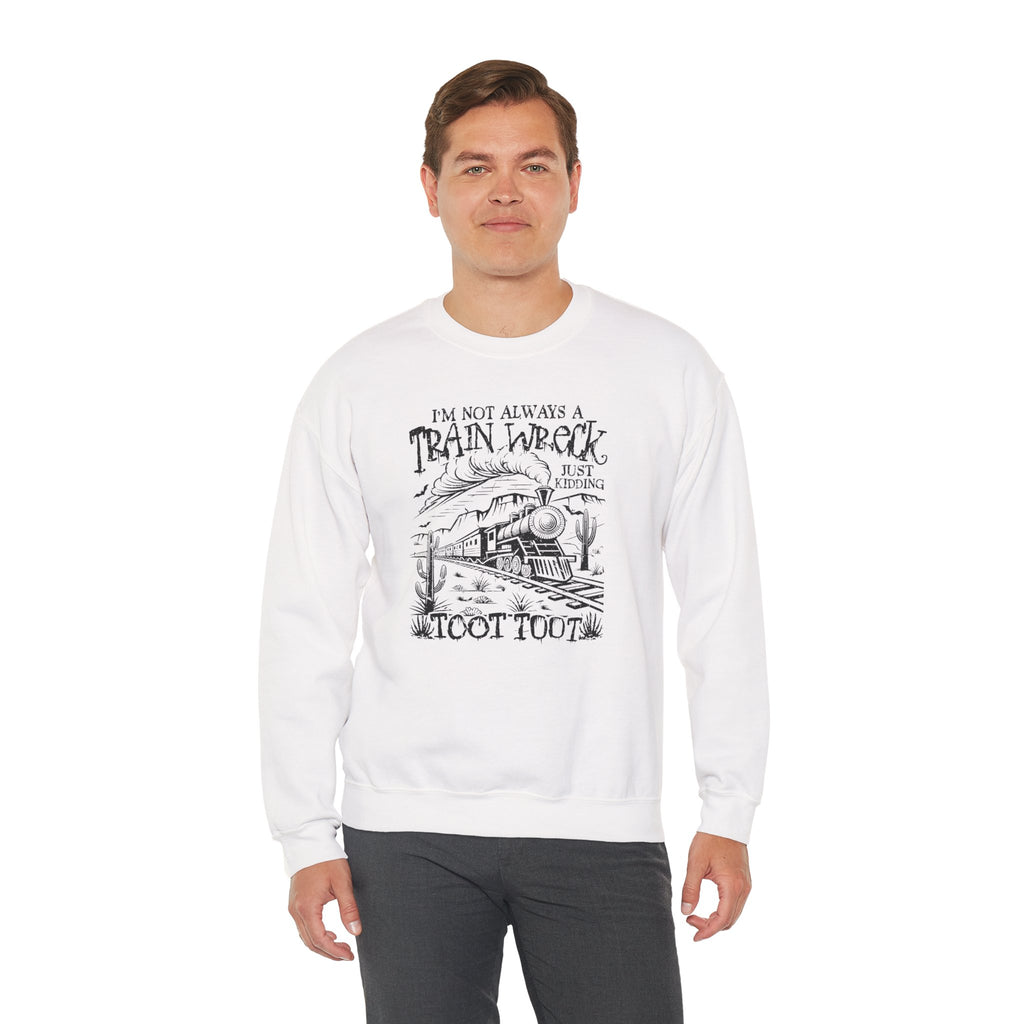 Train Wreck Humor Crewneck Sweatshirt