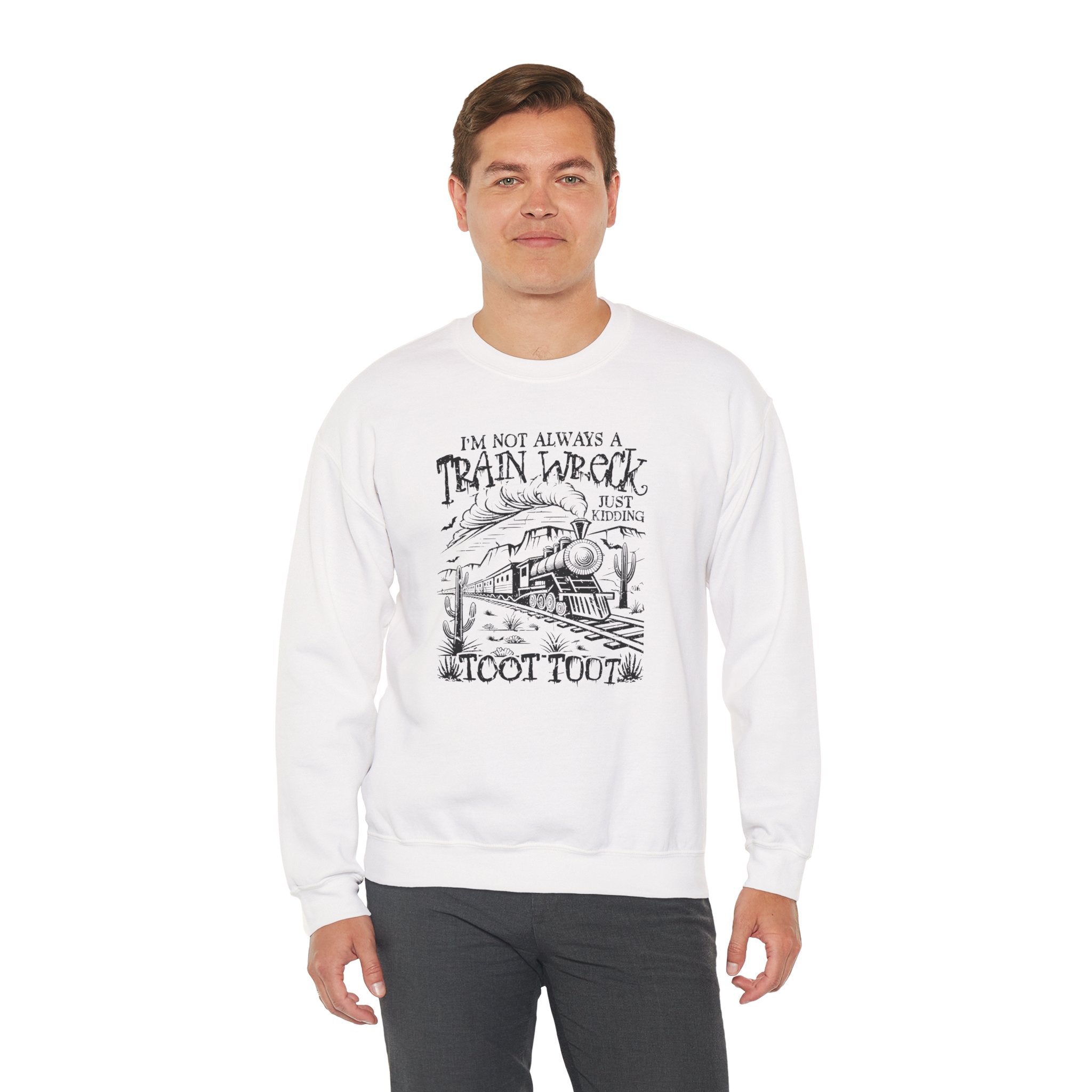 Train Wreck Humor Crewneck Sweatshirt