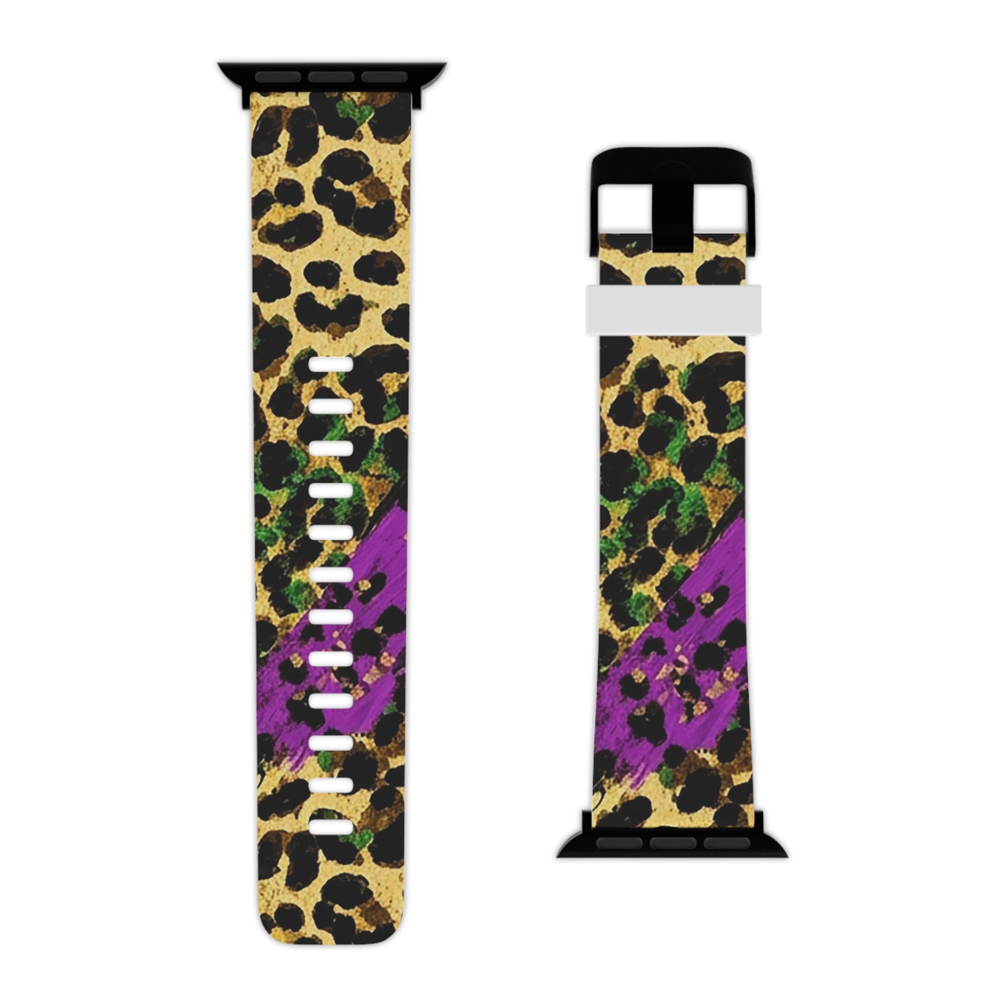 Mardi Gras Apple Watch Band — Bold Purple & Green Animal Print Strap