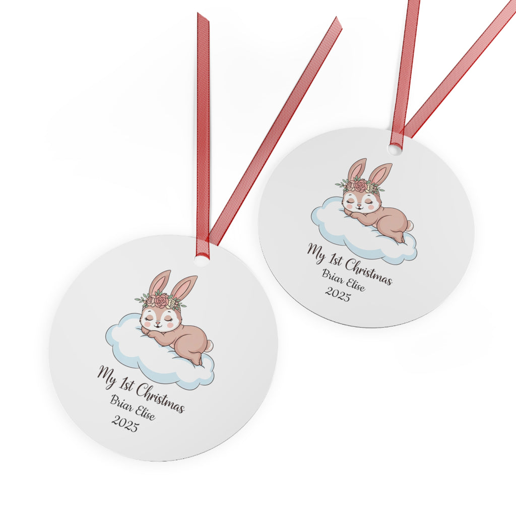 My 1st Christmas Bunny Bell Ornament — Personalized Baby Keepsake (Name & Year)