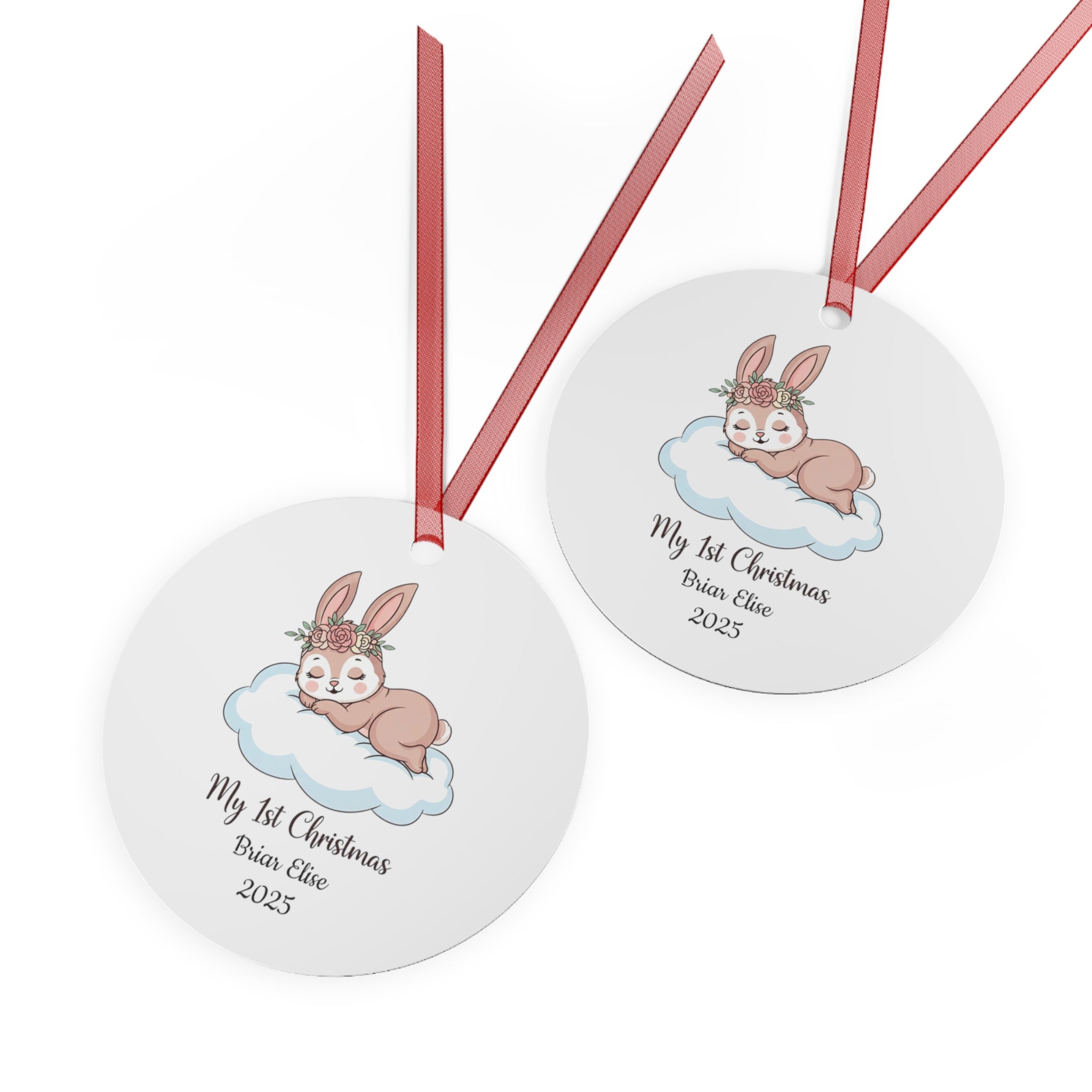 My 1st Christmas Bunny Bell Ornament — Personalized Baby Keepsake (Name & Year)