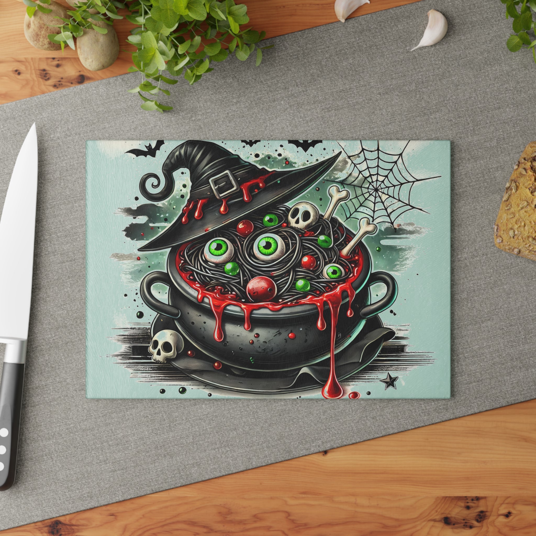 Witch's Cauldron Glass Cutting Board
