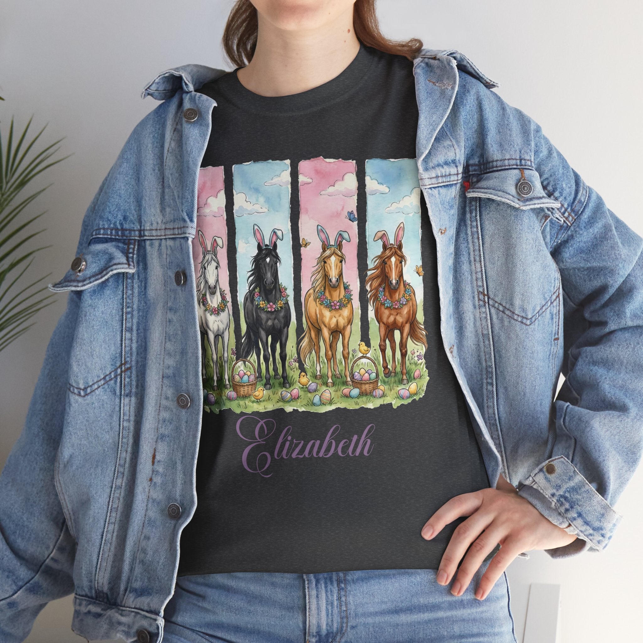 Easter Horse Watercolor Portrait Tee — Personalized Design
