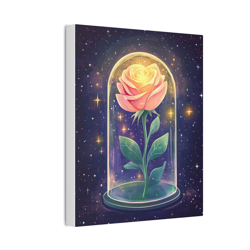 Enchanted Rose Canvas Print — Glowing Floral Under Glass Wall Art