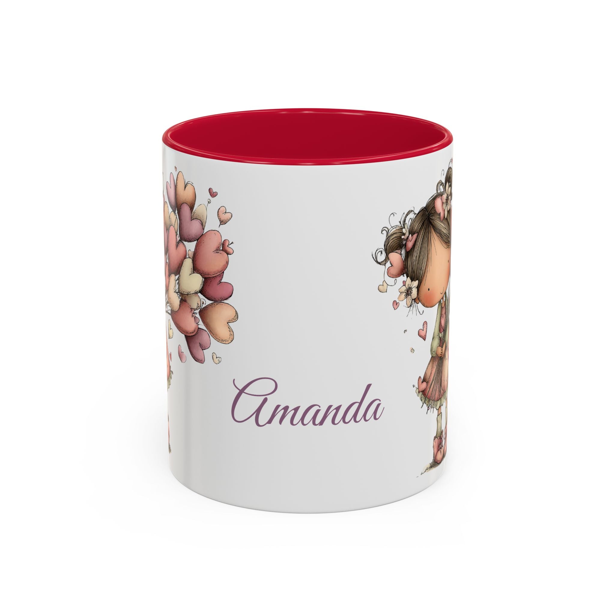 Personalized Heart Girl Mug — Cute Name Coffee Cup (11oz/15oz)