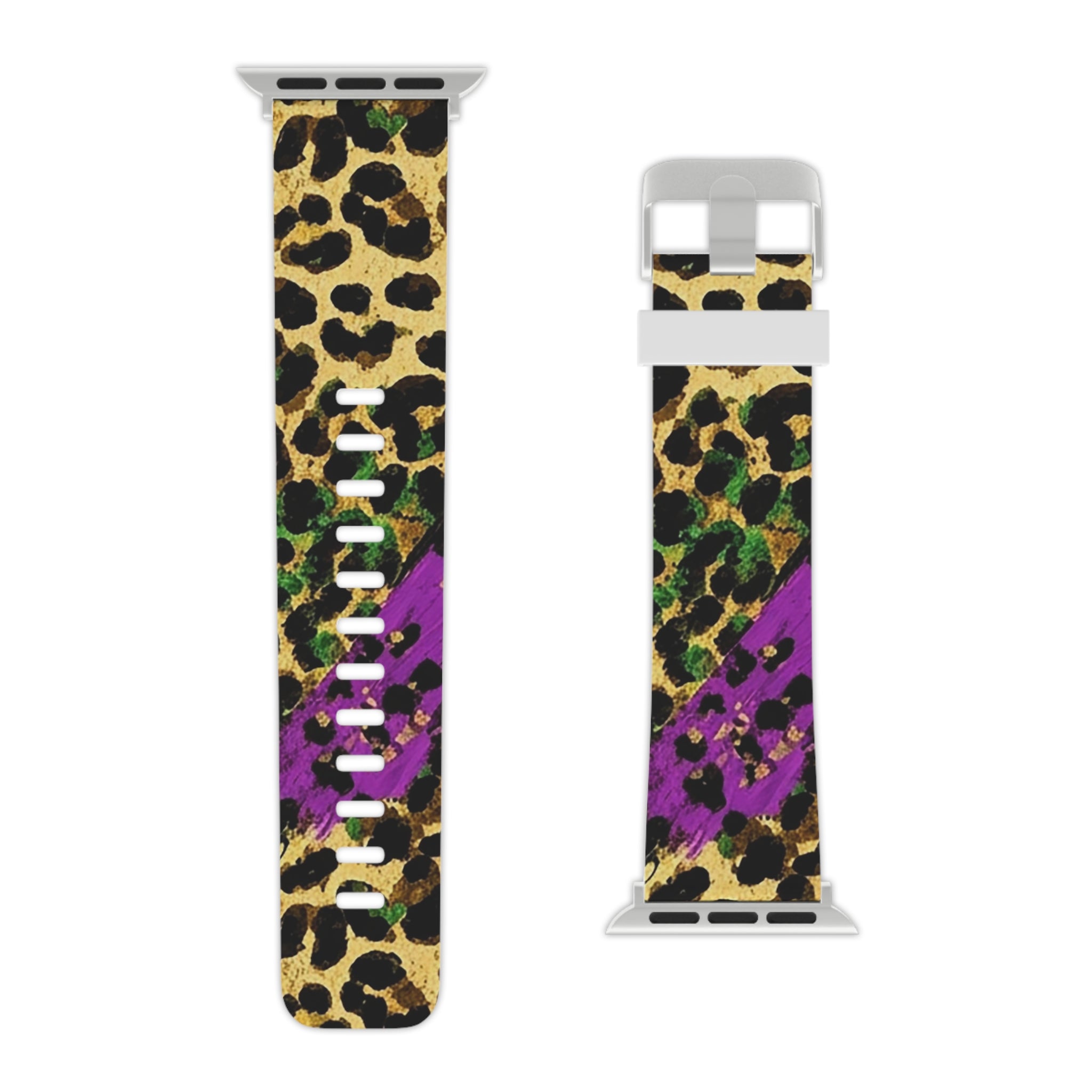 Mardi Gras Apple Watch Band — Bold Purple & Green Animal Print Strap