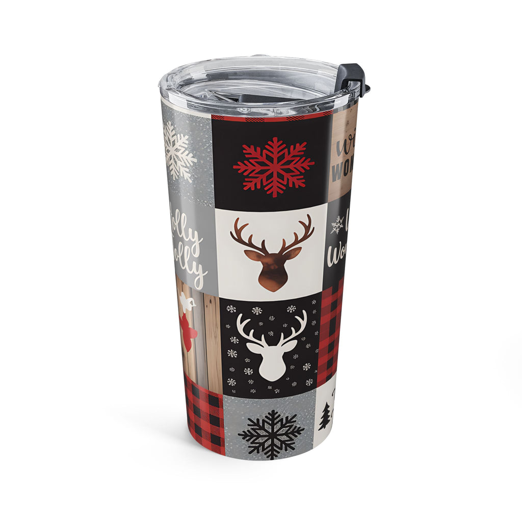 Winter Wonderland Patchwork Tumbler 20oz | Buffalo Plaid Reindeer
