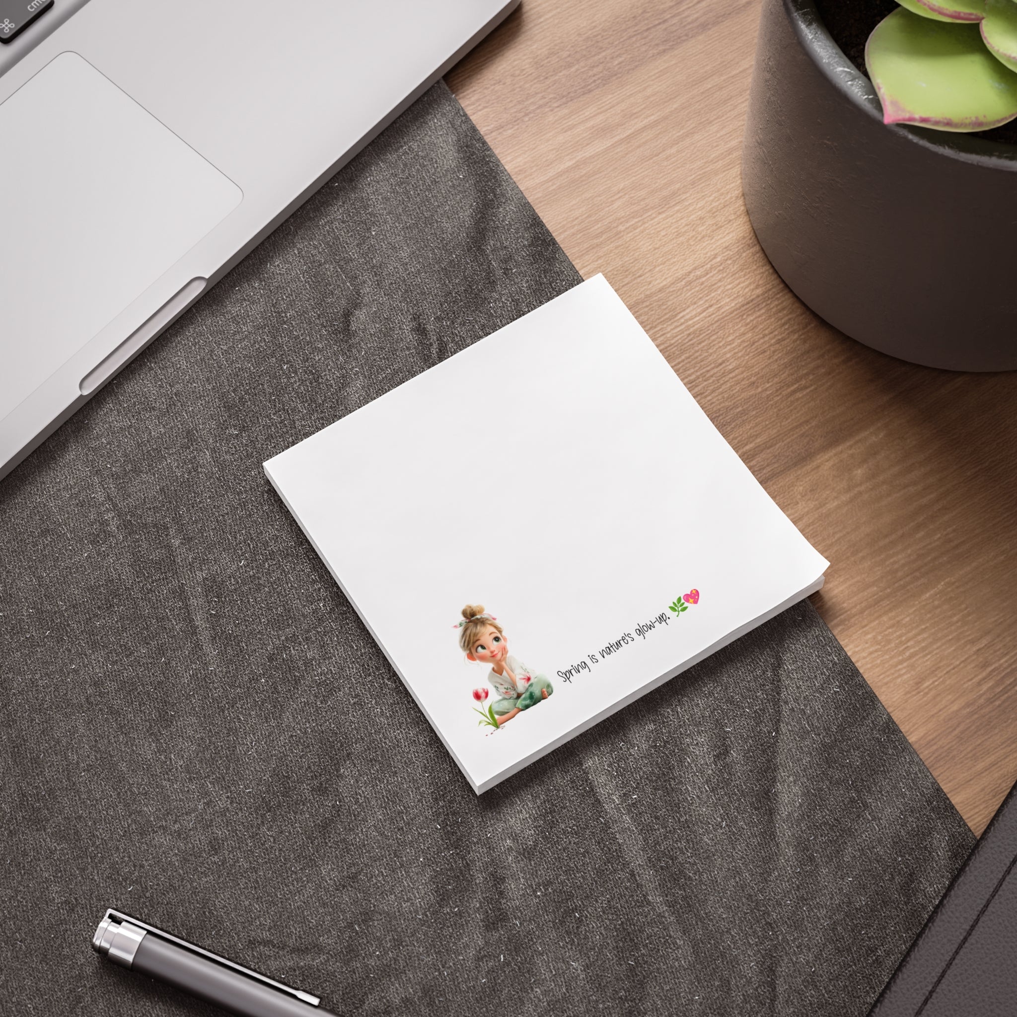 Cute Girl Floral Corner Post-it Note Pads — Sticky Notes for Kids, Teachers & Moms