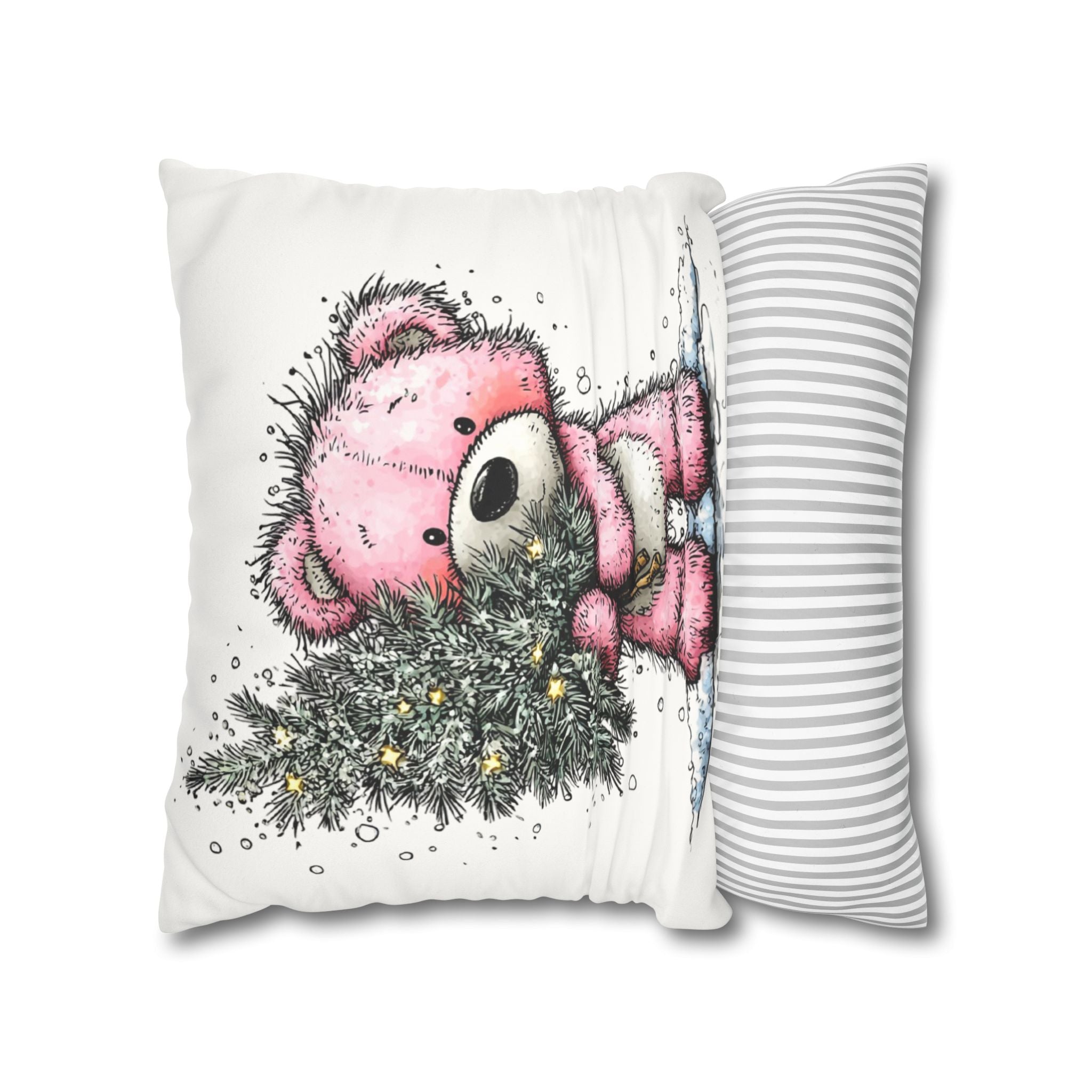 Christmas Bear Faux Suede Pillowcase
