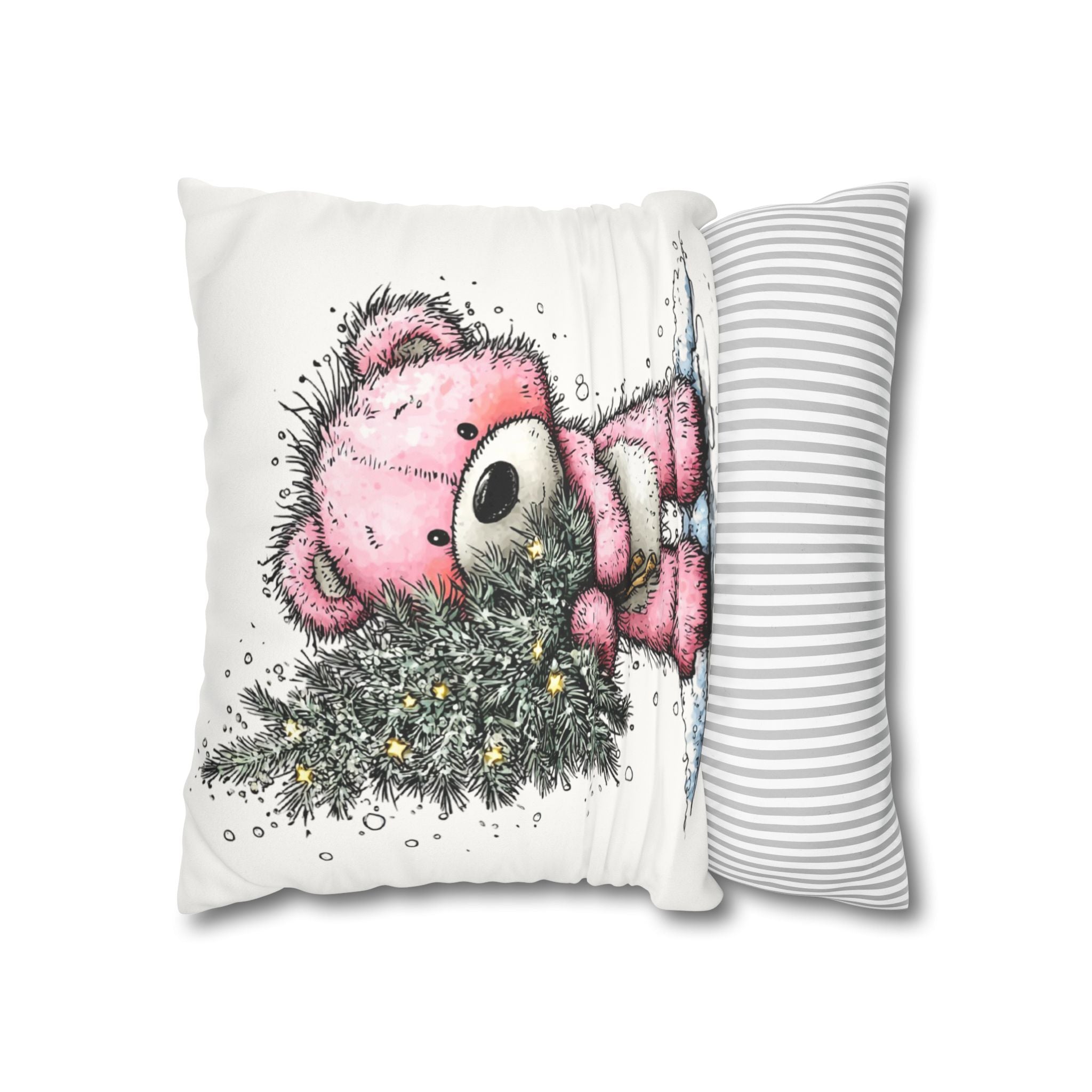Christmas Bear Faux Suede Pillowcase