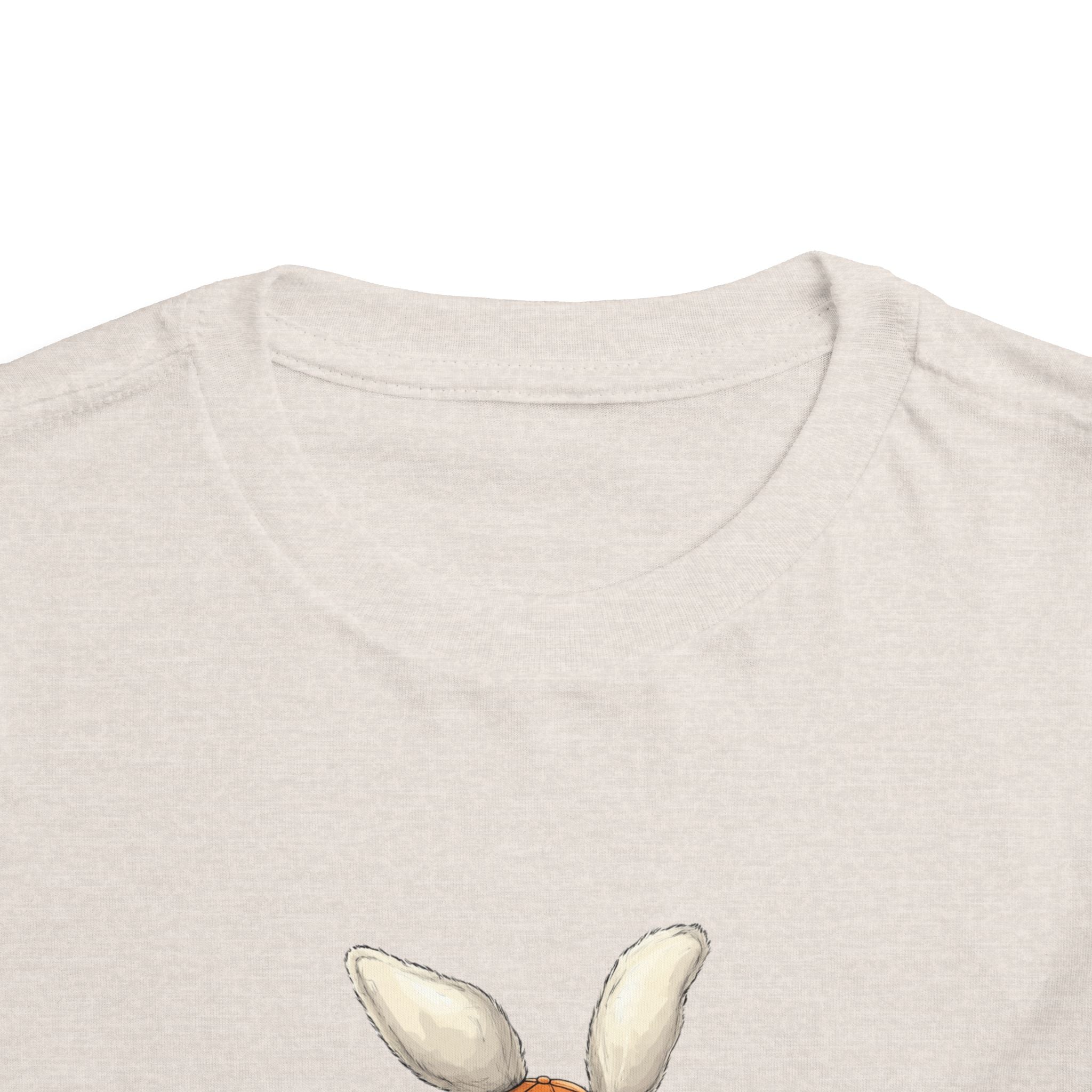 Personalized Toddler Tee — Camouflage Bunny with Orange Cap (Name Customizable)