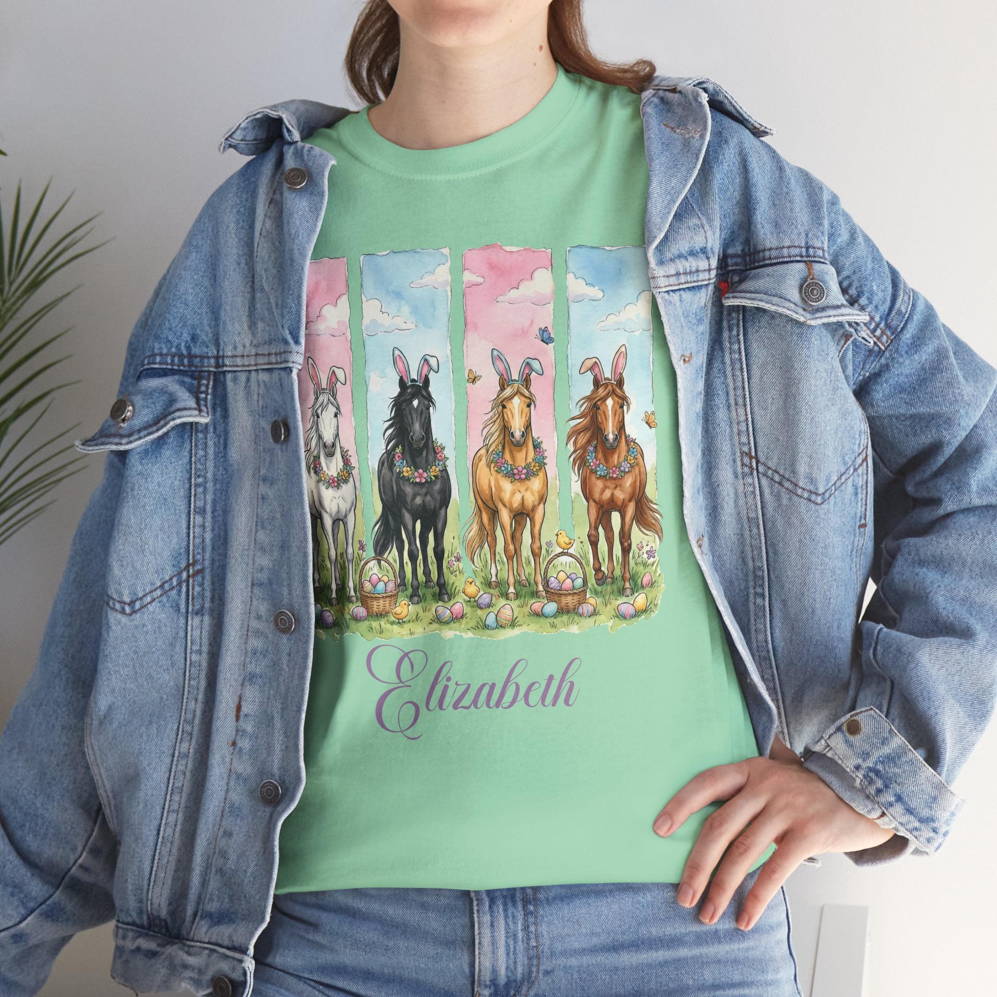 Easter Horse Watercolor Portrait Tee — Personalized Design