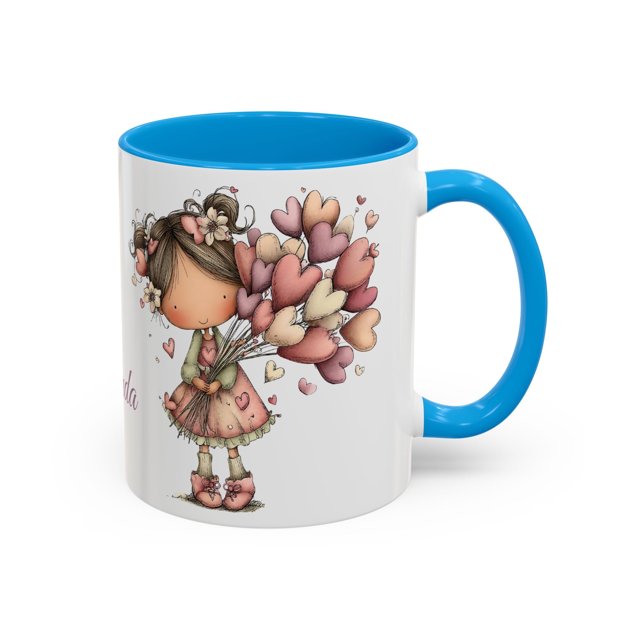 Personalized Heart Girl Mug — Cute Name Coffee Cup (11oz/15oz)