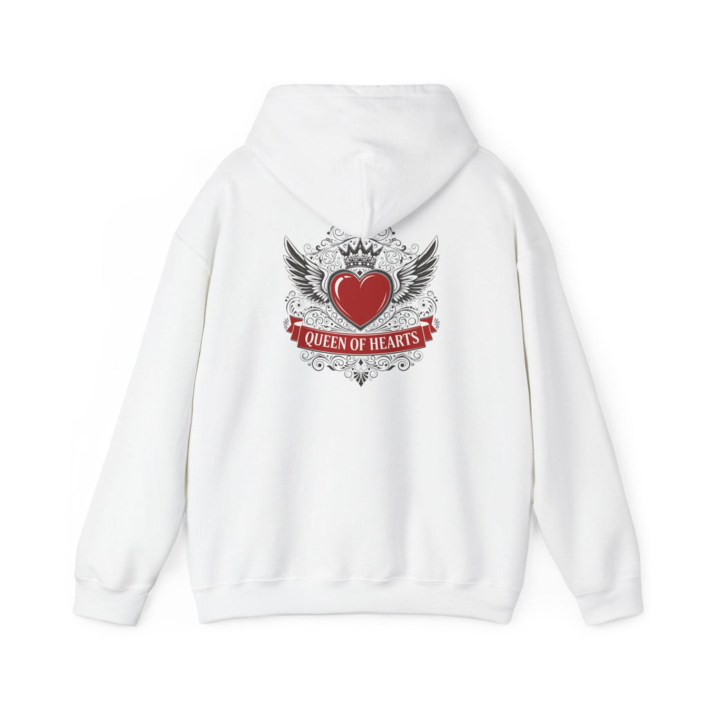 Queen of Hearts Hoodie — Winged Heart Crown Graphic Pullover