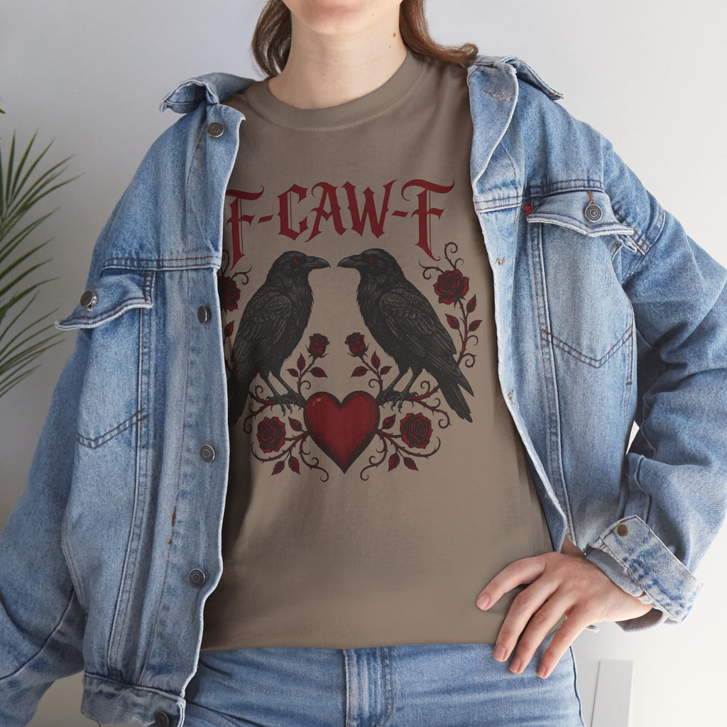 Raven Love Tee – F-CAW-F Gothic Crow Heart T-Shirt