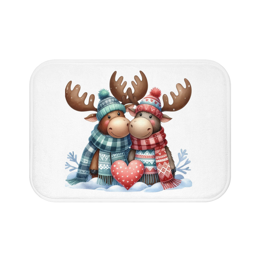 Cozy Winter Moose Love Bath Mat