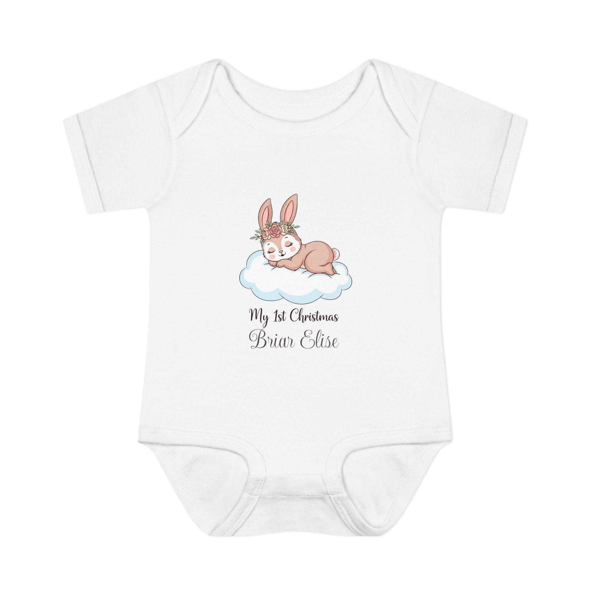 Baby Bodysuit "My 1st Christmas" Sleeping Bunny Personalized Infant Onesie