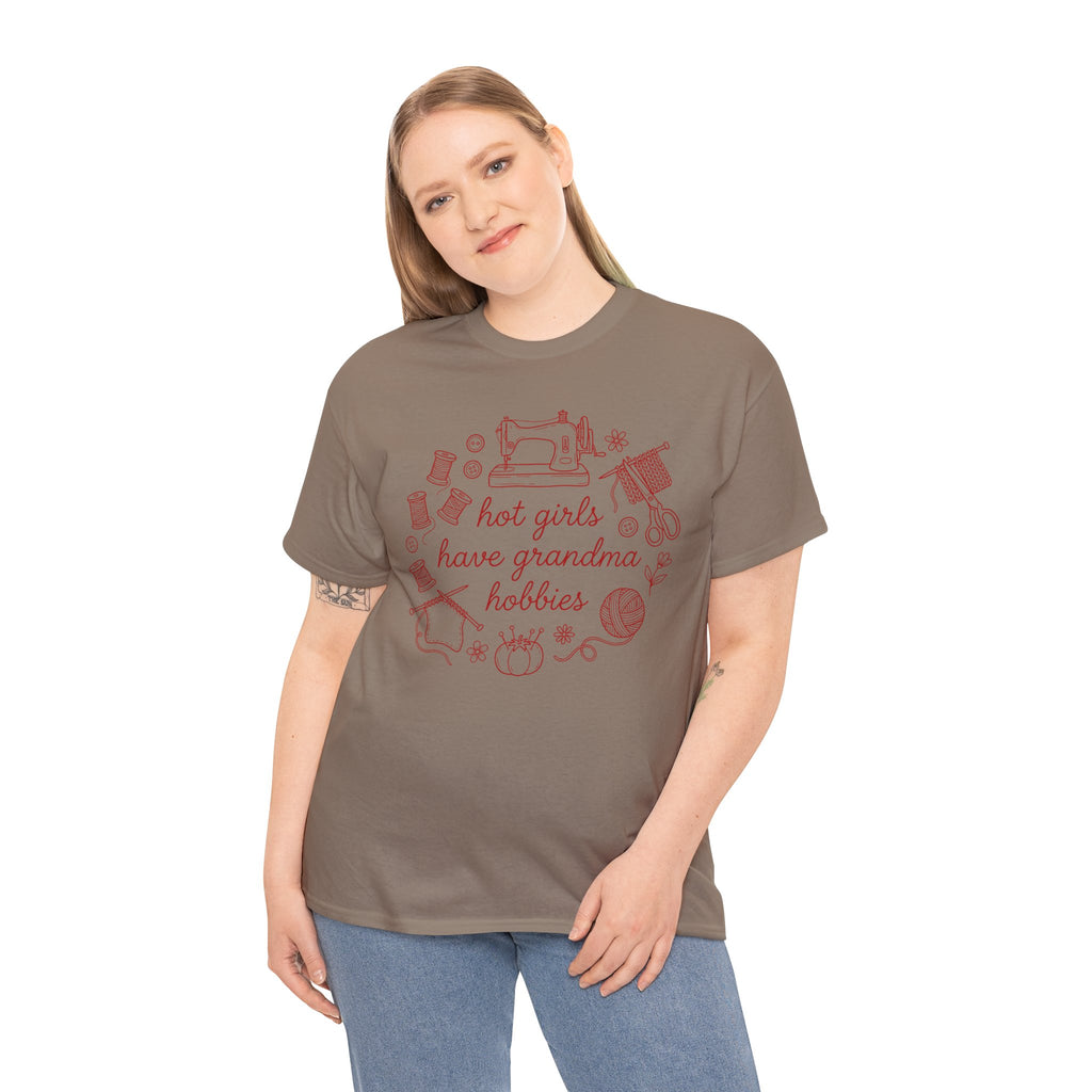 "Hot Girls Have Grandma Hobbies" Retro Sewing & Crafts Tee