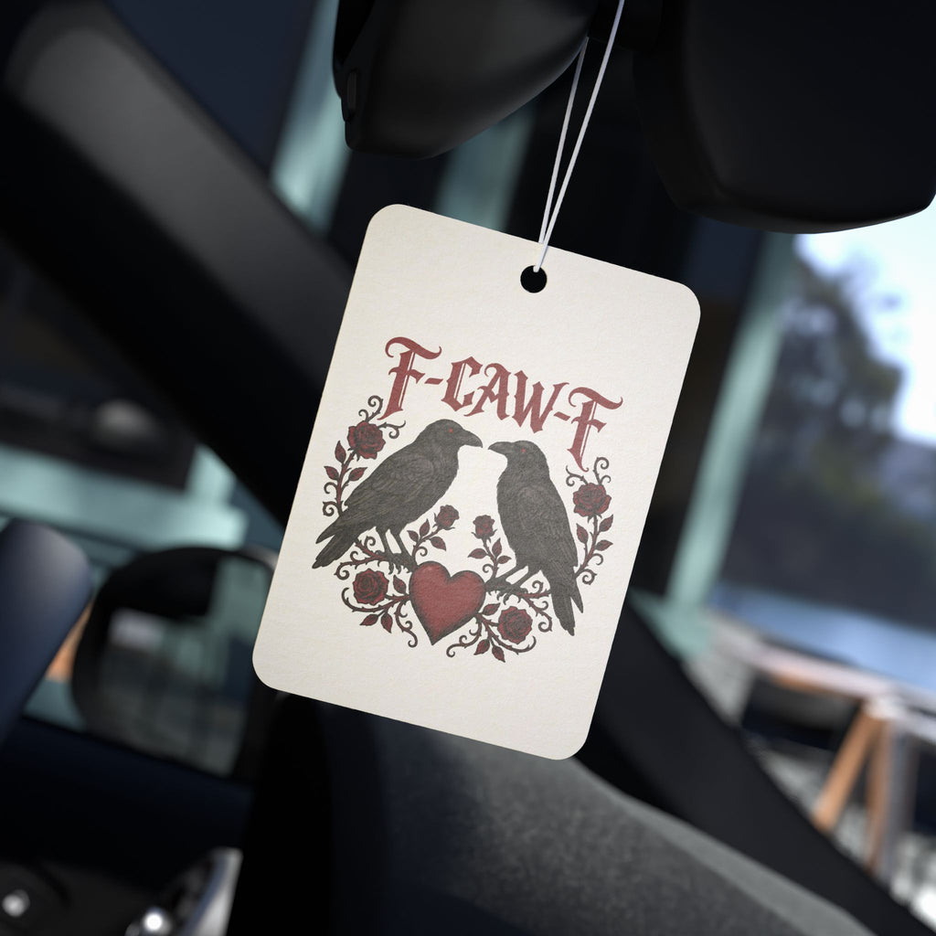 Car Air Freshener — Gothic Raven 'F-CAW-F' Design with Heart Accent