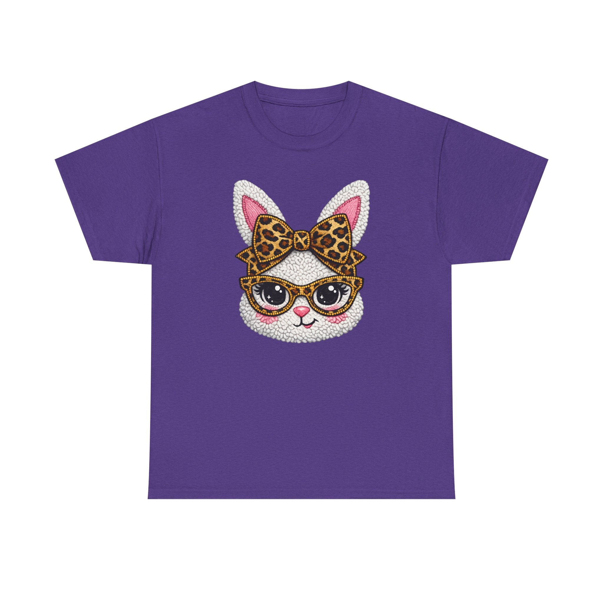 Sassy Easter Bunny Leopard Bow & Glasses T-Shirt
