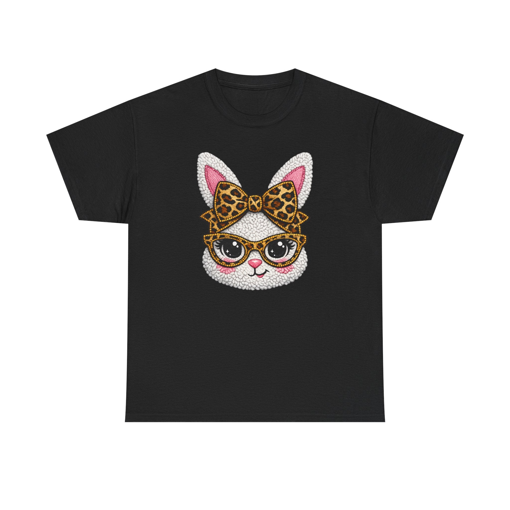 Sassy Easter Bunny Leopard Bow & Glasses T-Shirt