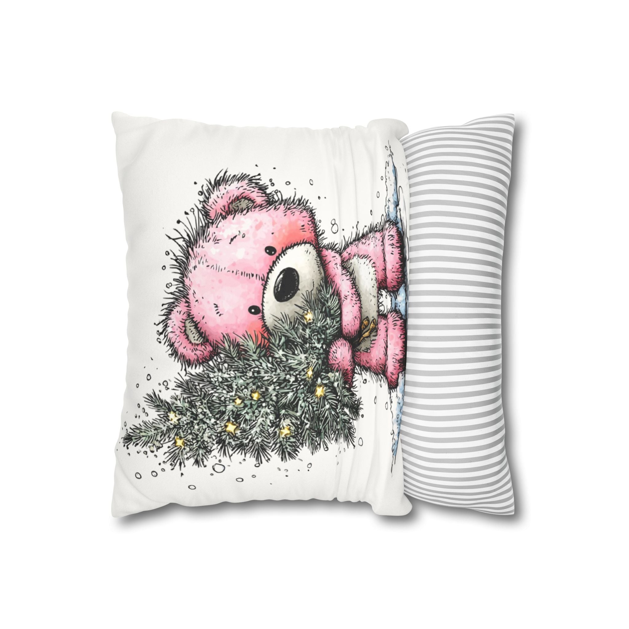 Christmas Bear Faux Suede Pillowcase