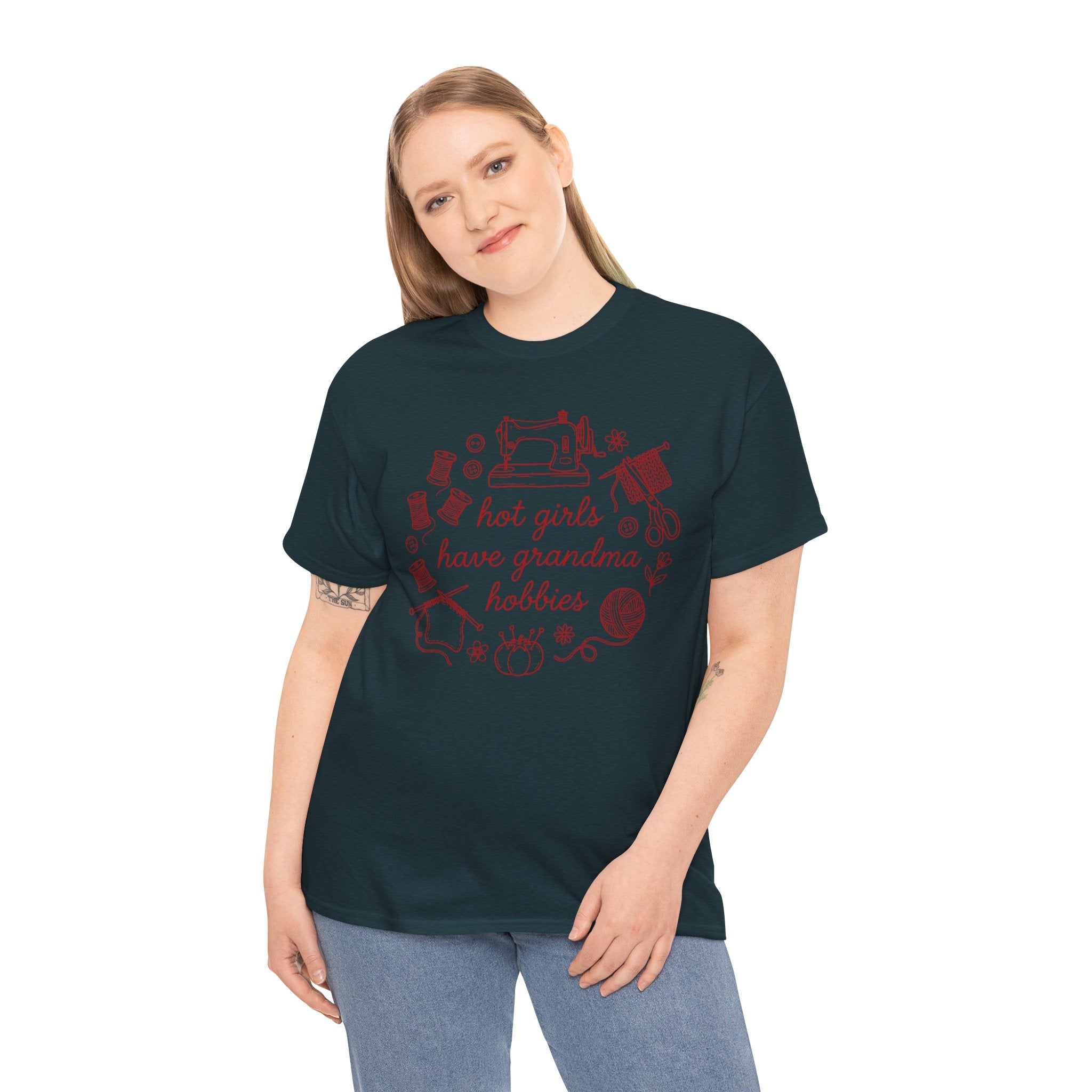 "Hot Girls Have Grandma Hobbies" Retro Sewing & Crafts Tee