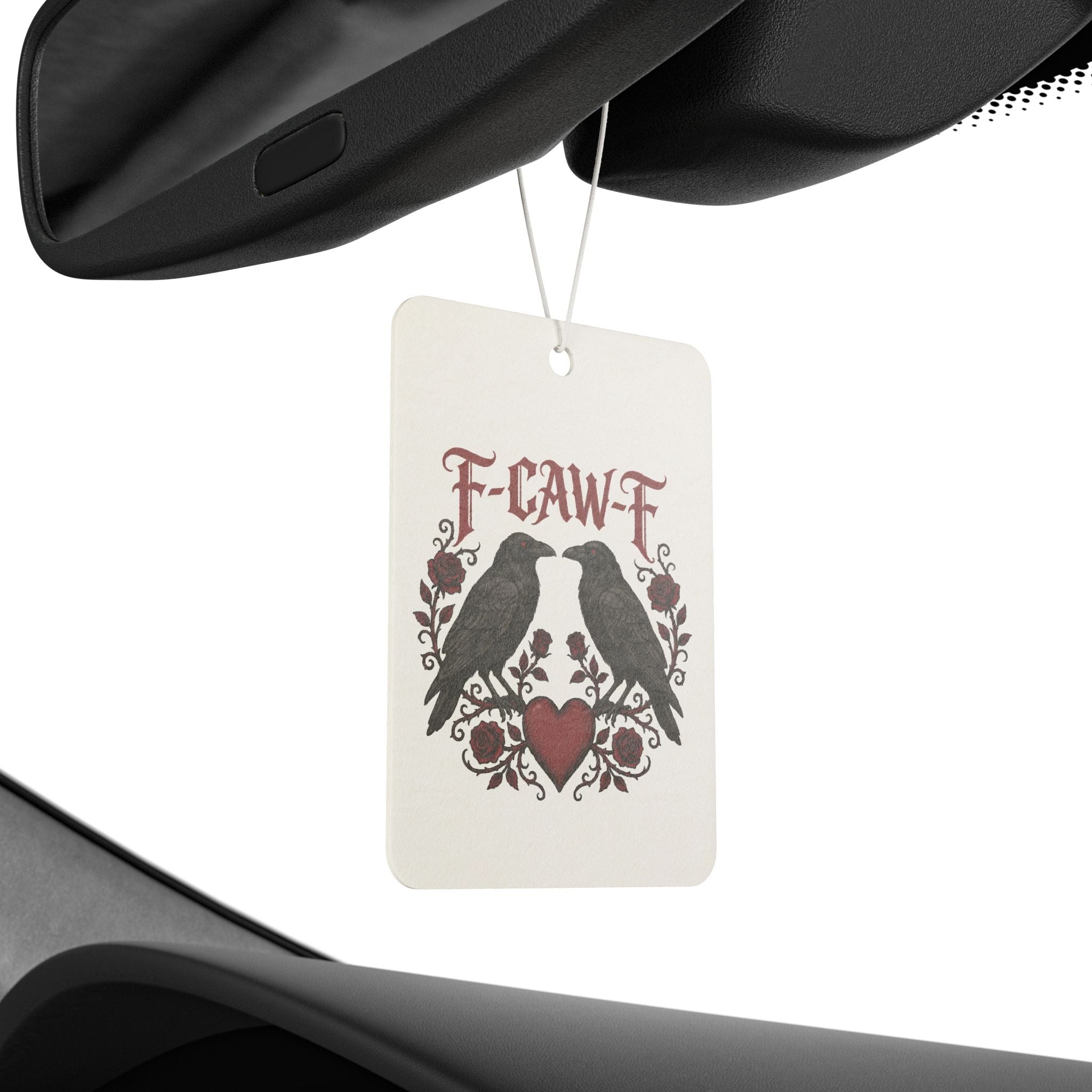 Car Air Freshener — Gothic Raven 'F-CAW-F' Design with Heart Accent