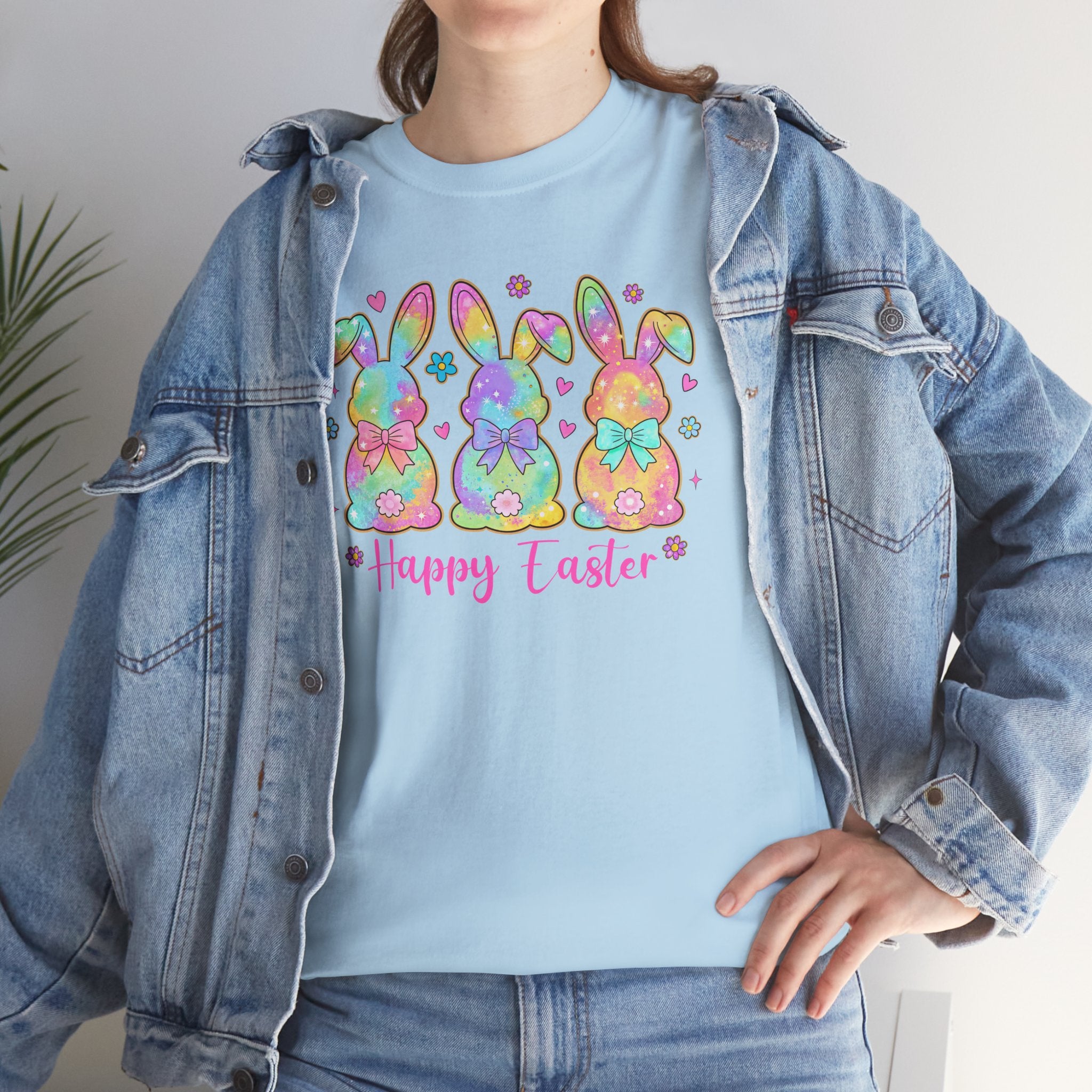Easter Bunny Trio T-Shirt — Pastel "Happy Easter" Graphic Tee