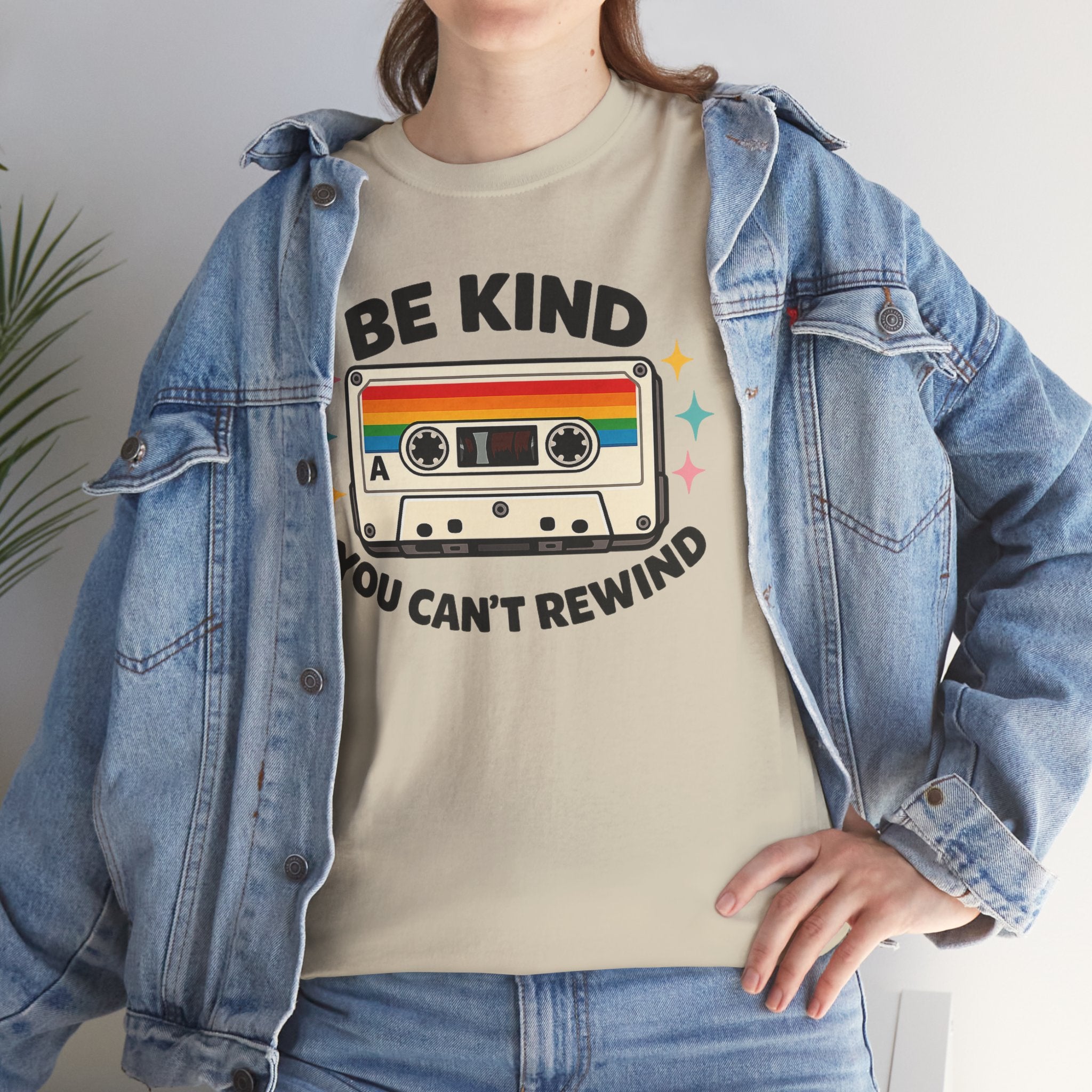 Be Kind You Can't Rewind Cassette T-Shirt — Retro Kindness Tee