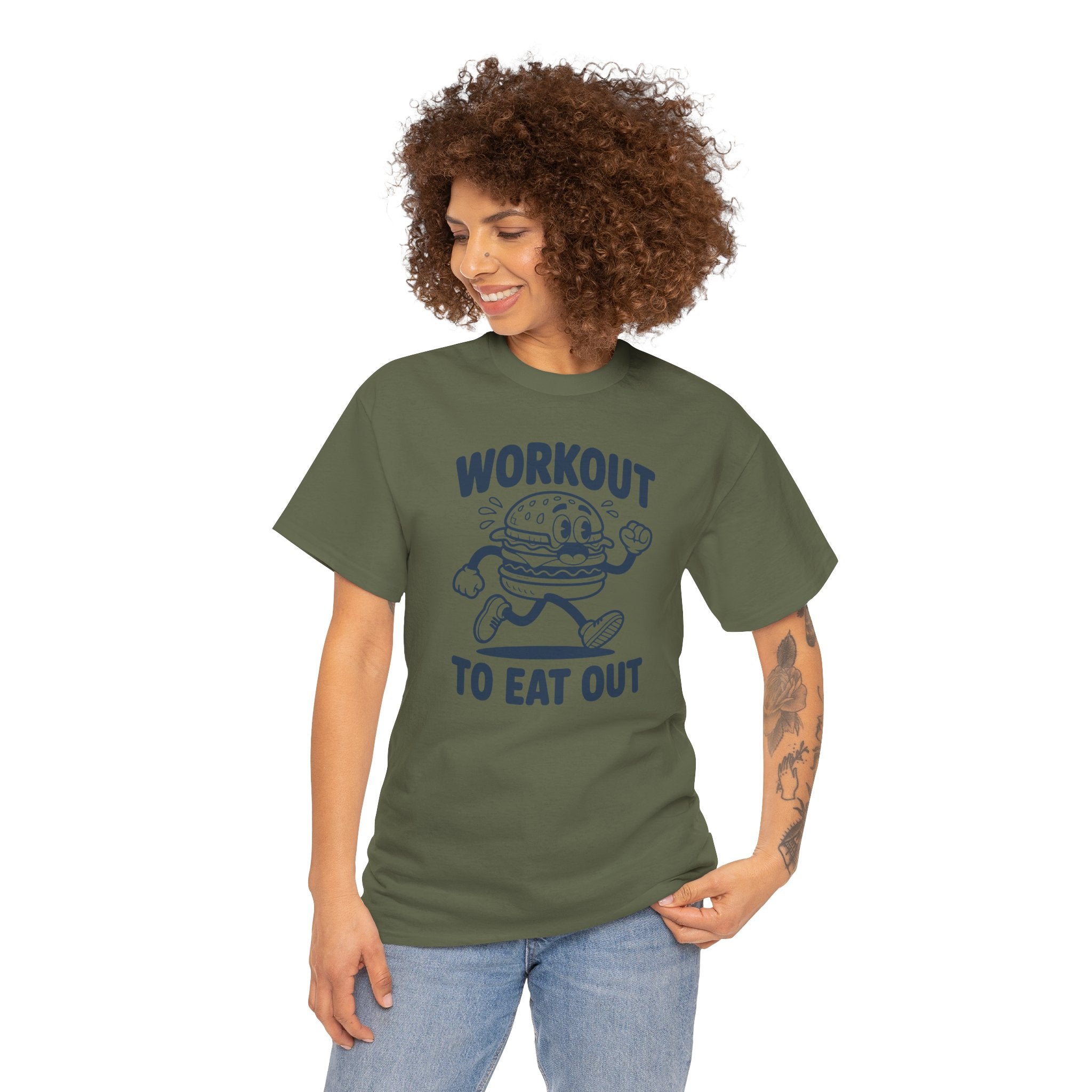 Workout To Eat Out T-Shirt — Funny Fitness Burger Tee