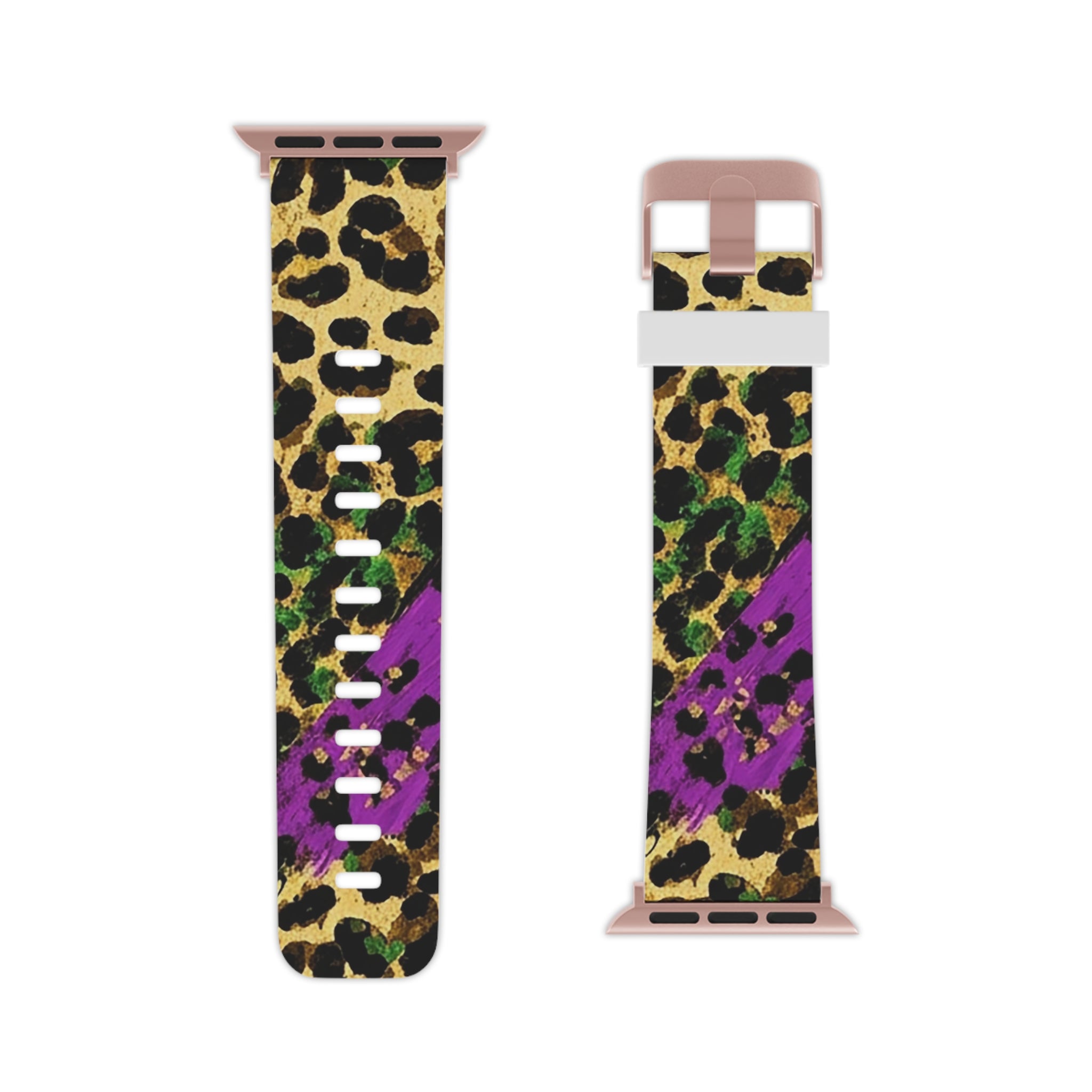 Mardi Gras Apple Watch Band — Bold Purple & Green Animal Print Strap