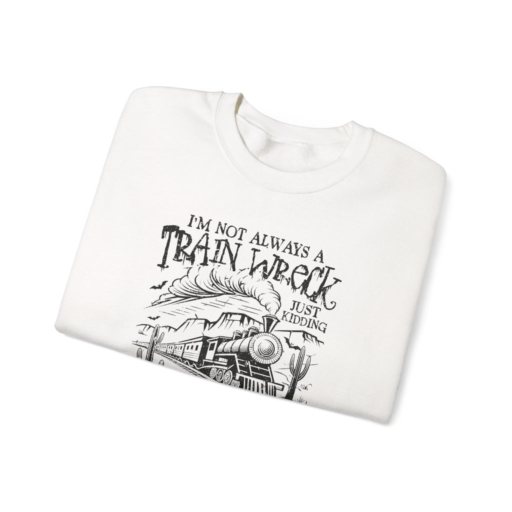 Train Wreck Humor Crewneck Sweatshirt